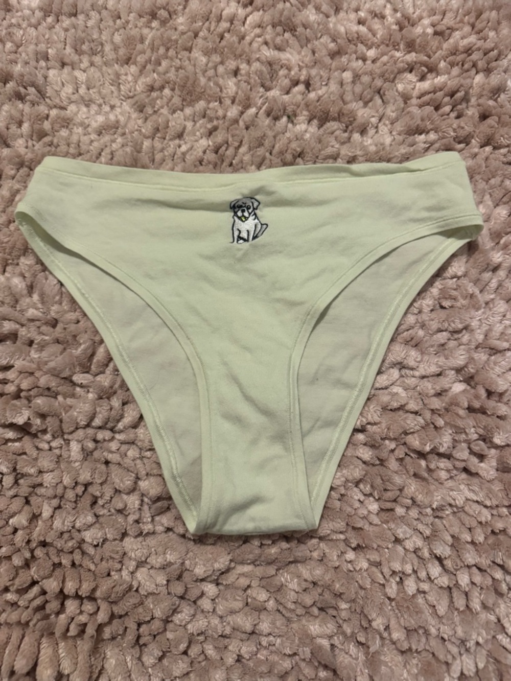 PINK Victoria's Secret Pale Green Cotton Bikini Panties with Puppy Motif